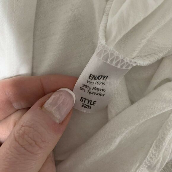 michael stars womens solid white long sleeve top t shirt one size - Picture 4 of 6